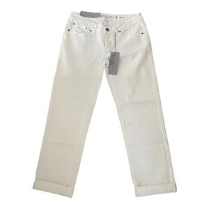 Jennifer Lopez Women's White Cotton Capri Jeans 2L Zip Front Stretch NWT